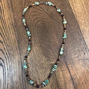Vintage Turquoise and Brown Beaded Necklace